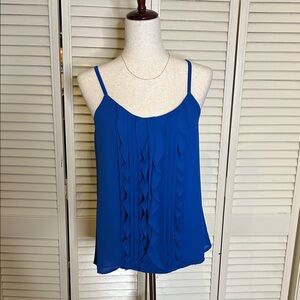 LOFT Royal Blue Ruffle Front Spaghetti Strap Camisole